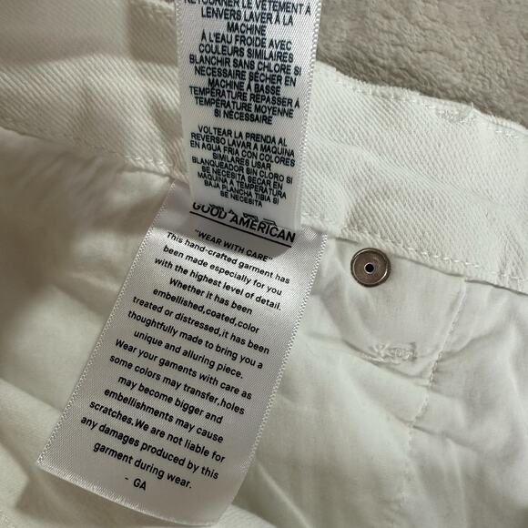 Good American Jeans White Good Curve Raw Hem Stretch Denim Women's Size 16 - Picture 6 of 9